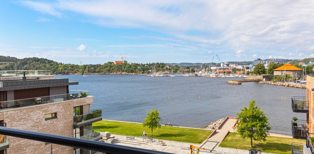 Utsikt fra balkong og stue