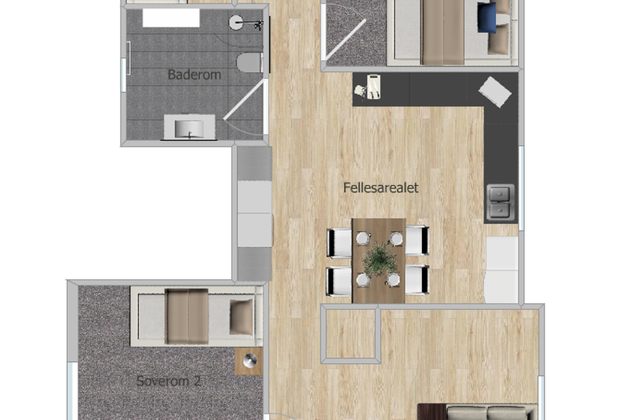 4 rom i bofellesskap