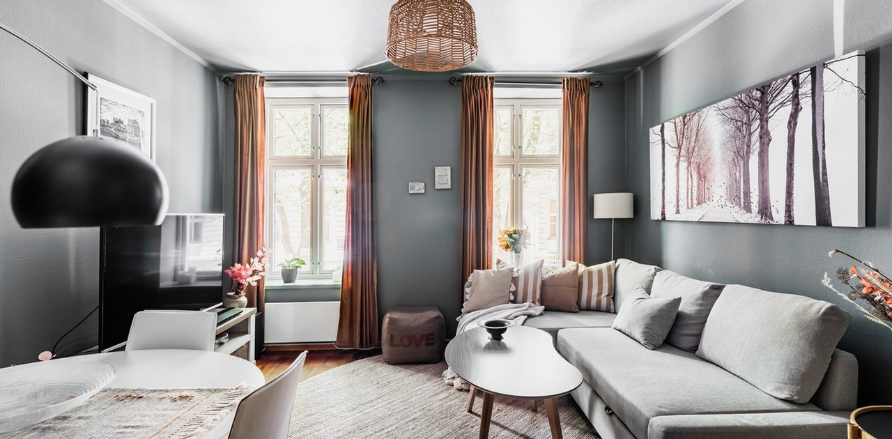 Romselig stue, kan også benyttes som et soverom. Sovesofa til 2 pers.