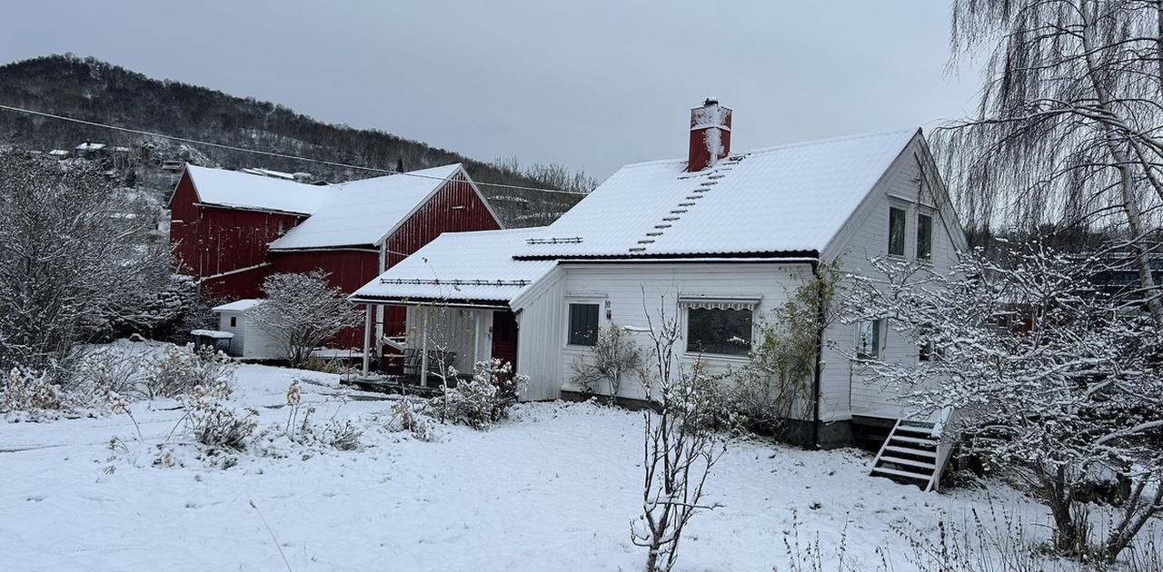 Enebolig med stor hage og stor parkeringsplass