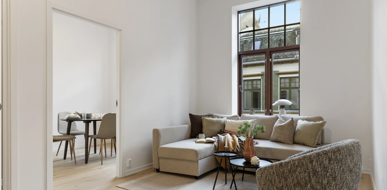 Stuen, sofaen kommer til å bli værende