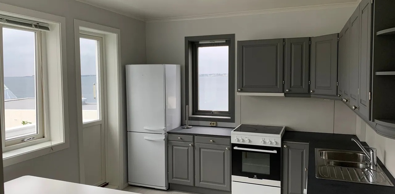 Kjøkken med kjempefin utsikt