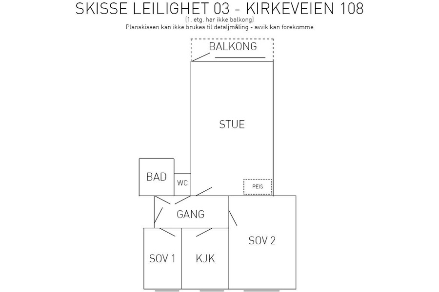 Leilighet, 3 roms