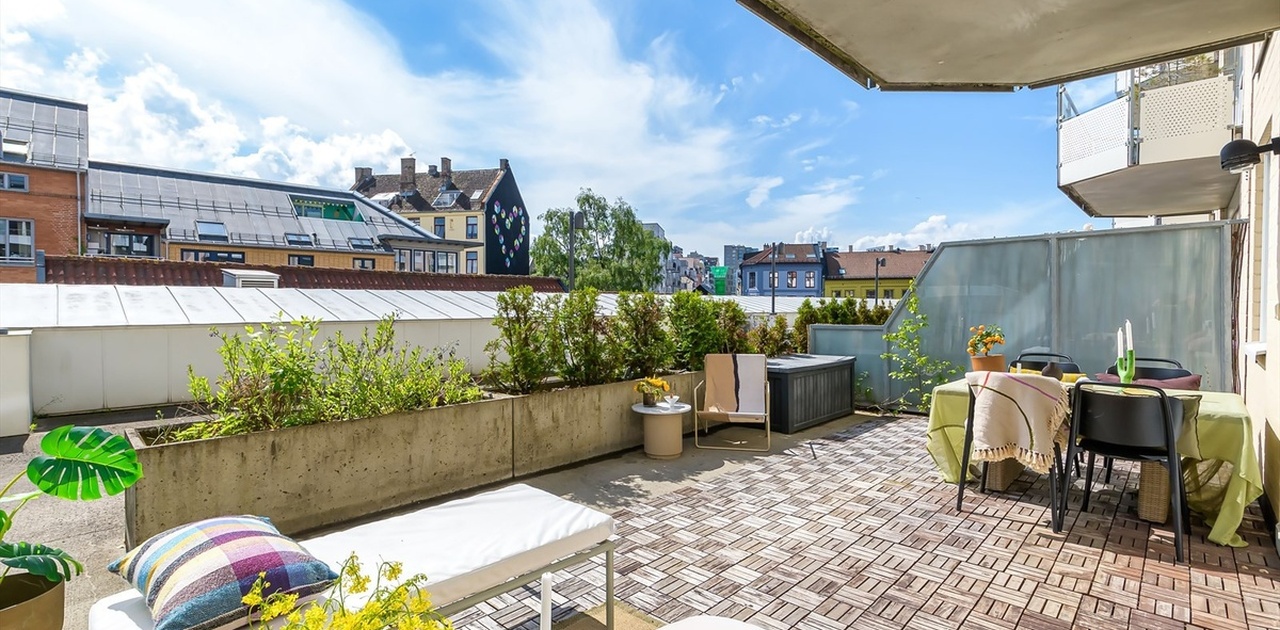 Solrik balkong på 27 m2