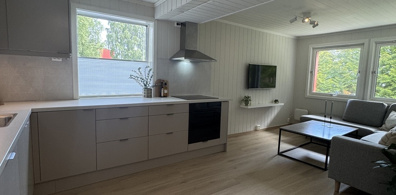 Nytt moderne kjøkken med tilknytning til stue