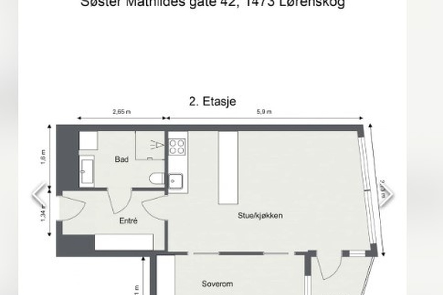 Leilighet, 2 roms