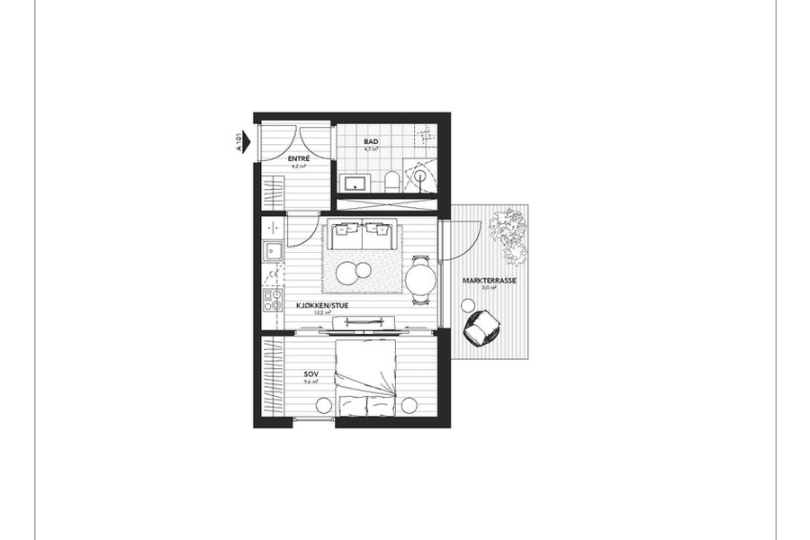 Leilighet, 2 roms