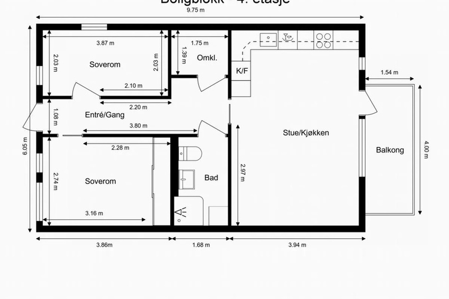 Leilighet, 3 roms