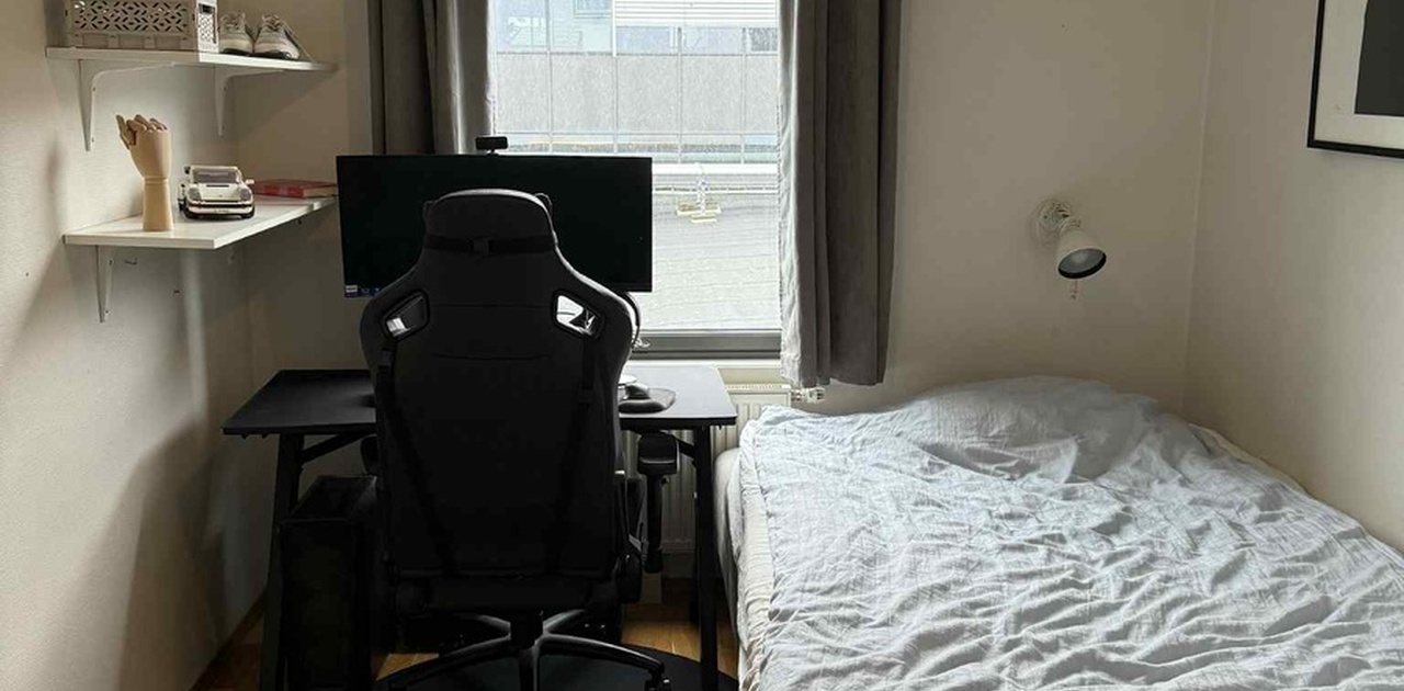 Soverommet som leies ut. Sengen på bildet er 150 bred