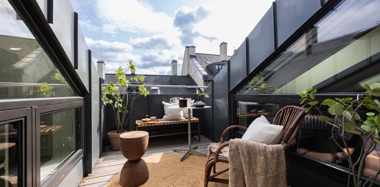 Leiligheten har egen takterrasse