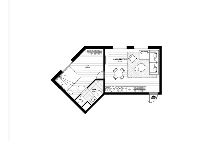 Leilighet, 2 roms