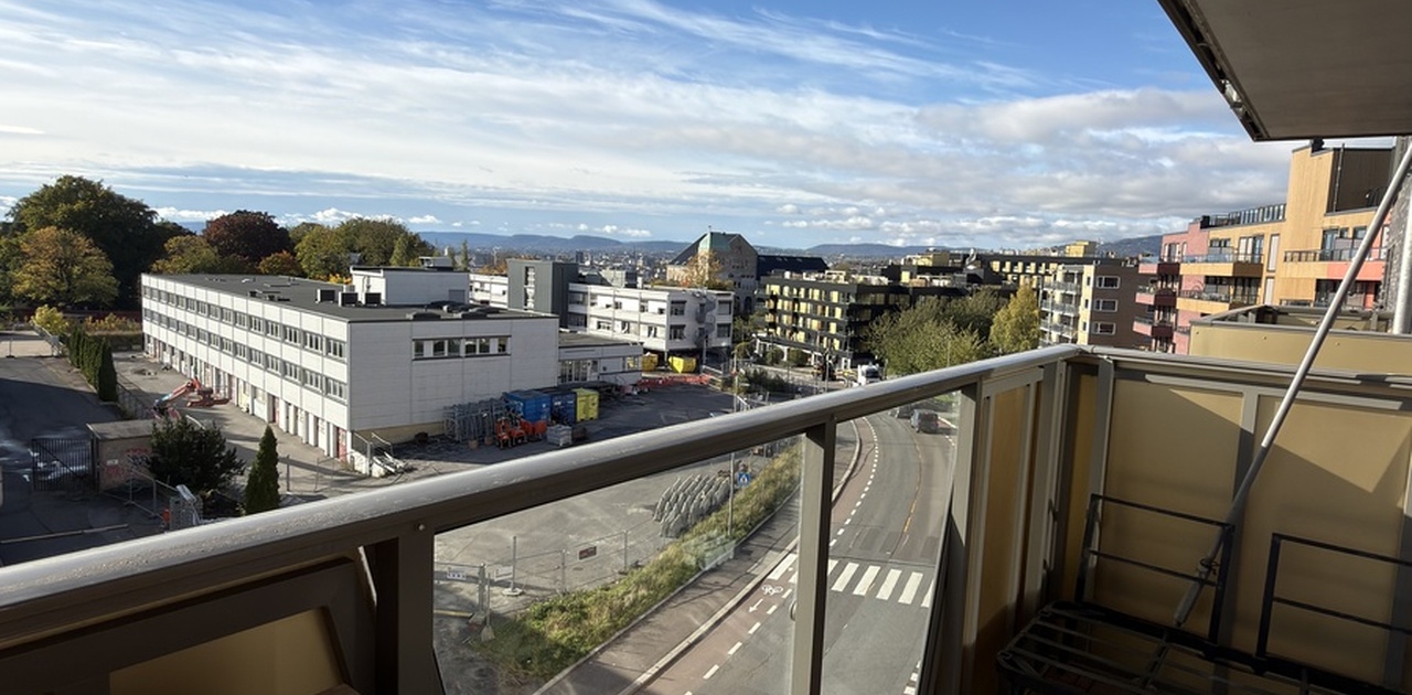Utsikt fra balkong på stue