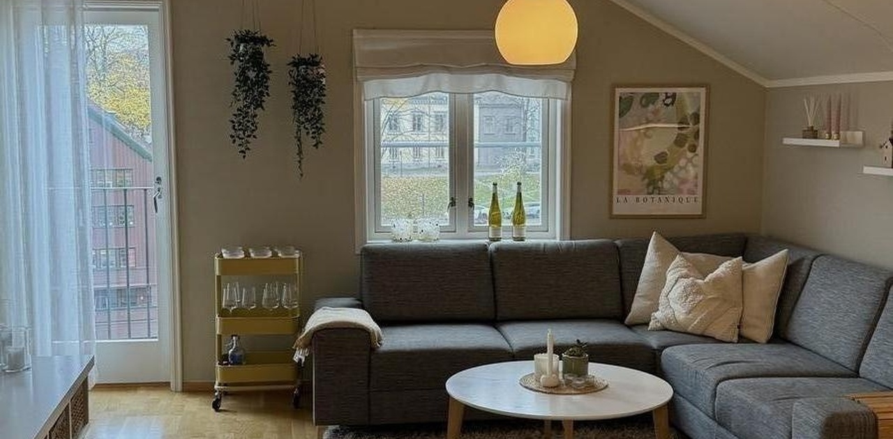 Åpen og koselig stue