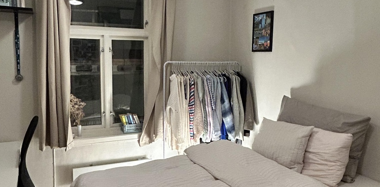 Rommet som leies ut. Rommet er på 11 kvm.