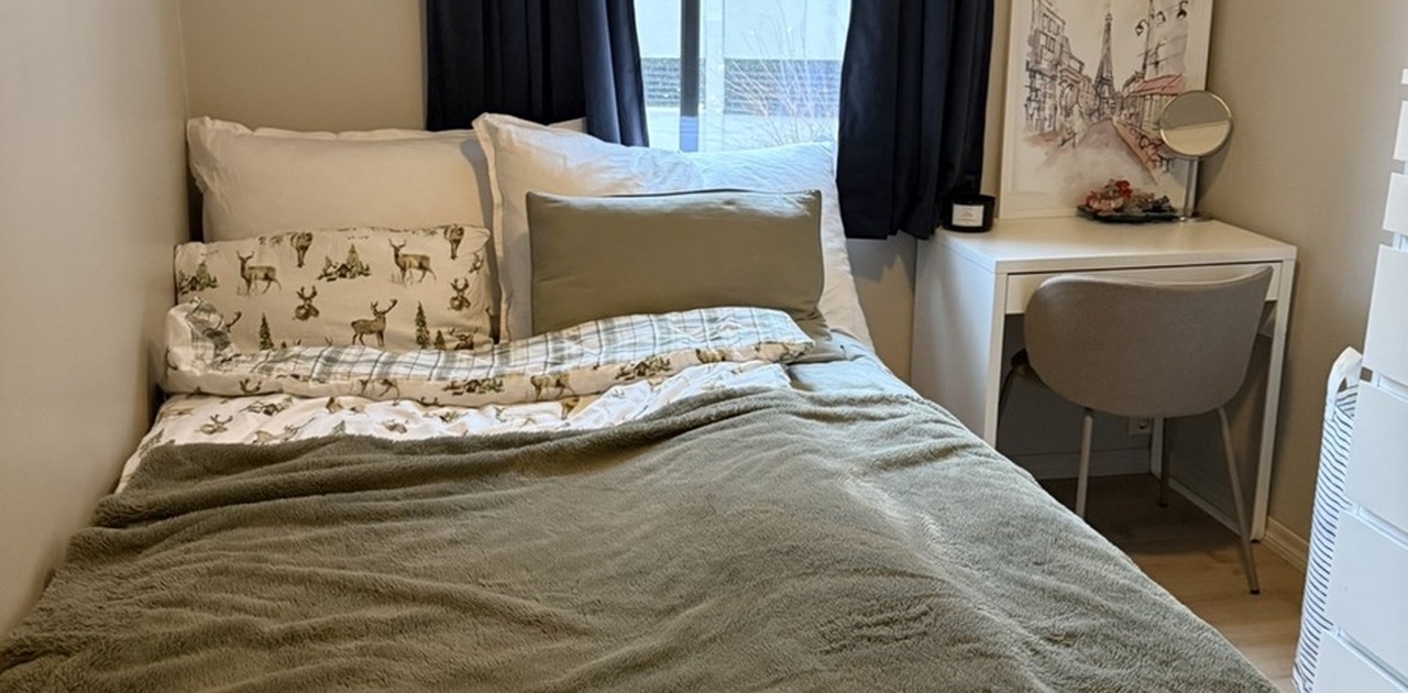 Rommet som leies ut er 9 kvm