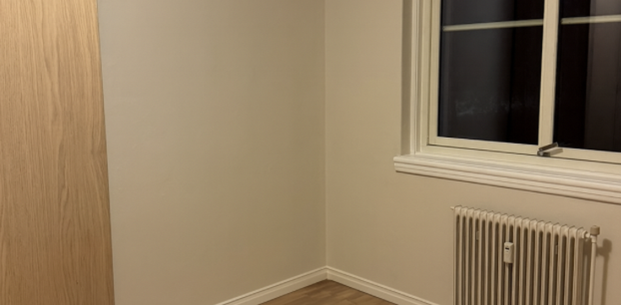 Rommet som leies ut. Her vil det komme seng