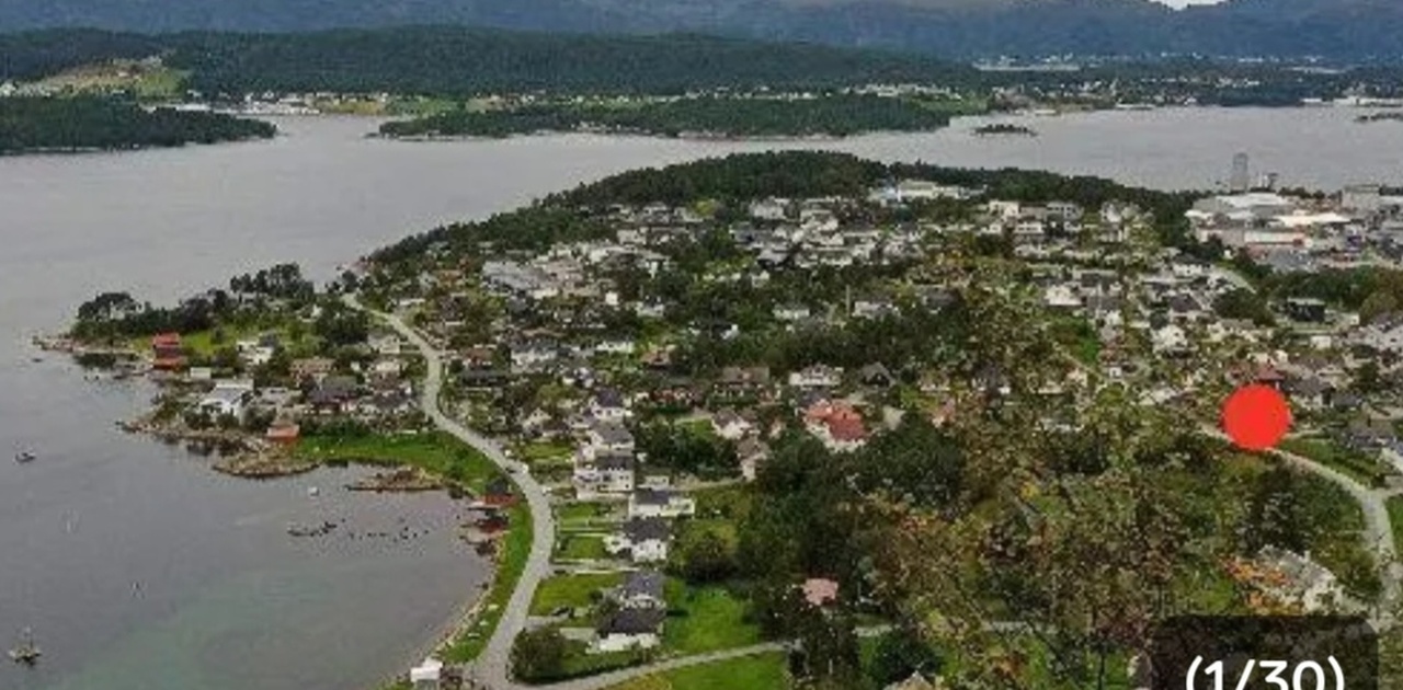 Olsvika, rød prikk viser beluggenhet