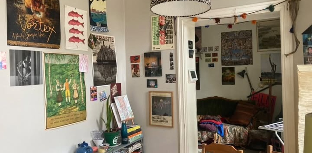 Utsikt fra kjøkken inn mot stue