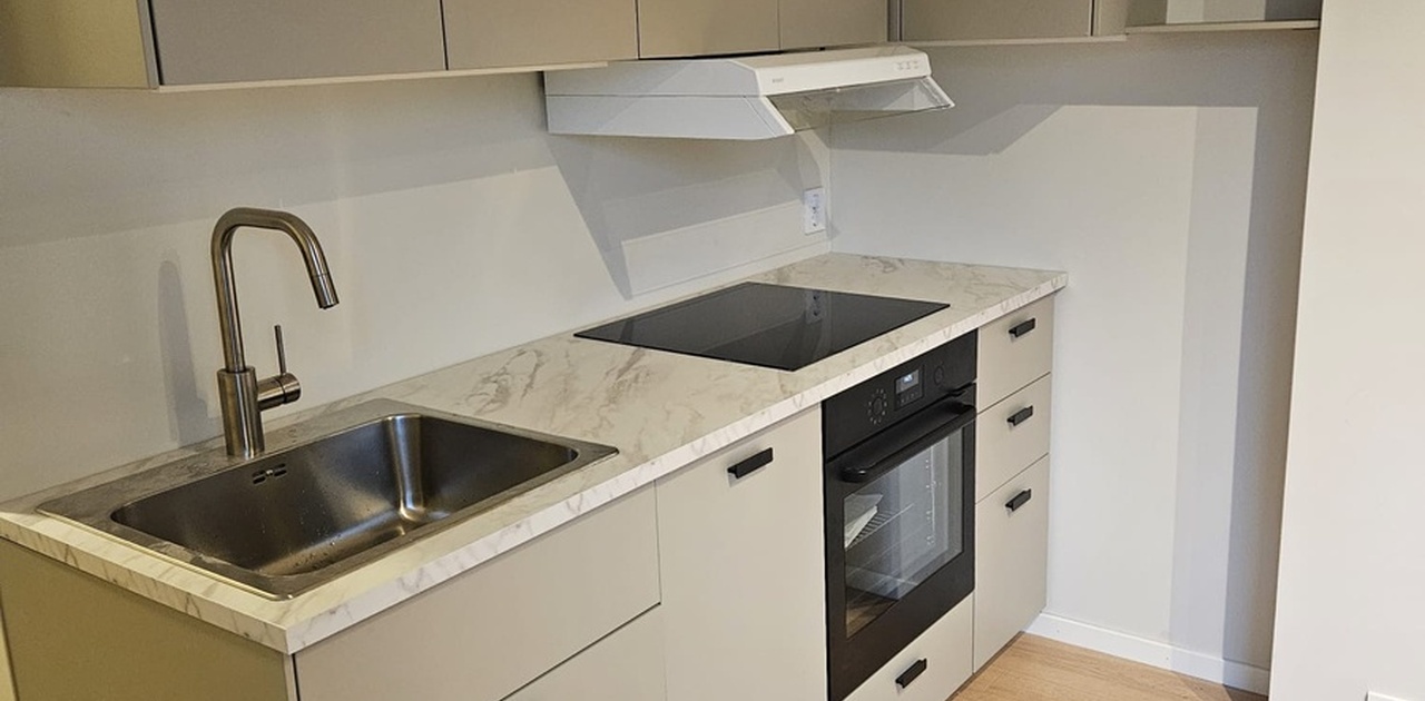 Arealeffektiv kjøkkenkrok med oppvaskmaskin