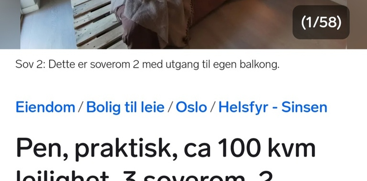 Bilde av det ene rommet fra annonsen på Finn