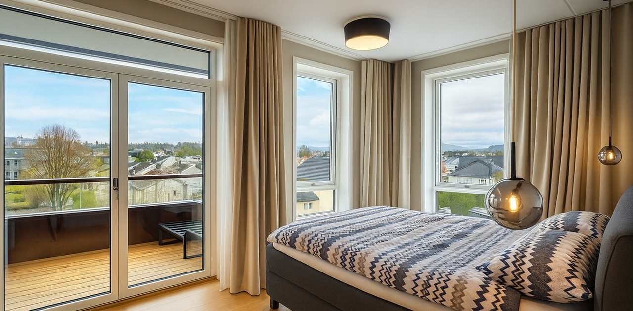 Hoved-soverom med egen balkong og eget bad