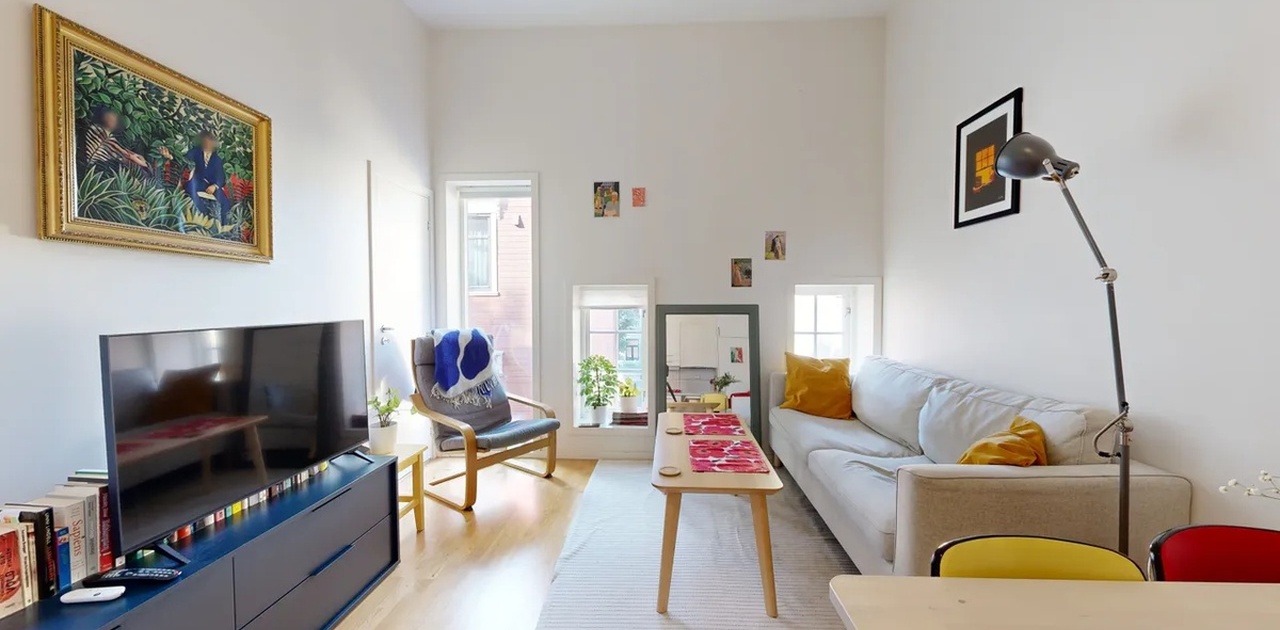 Stue, interiøret ser annerledes ut i dag