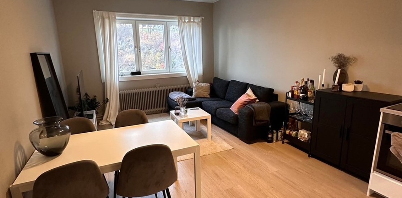 Leiligheten har en stor stue.