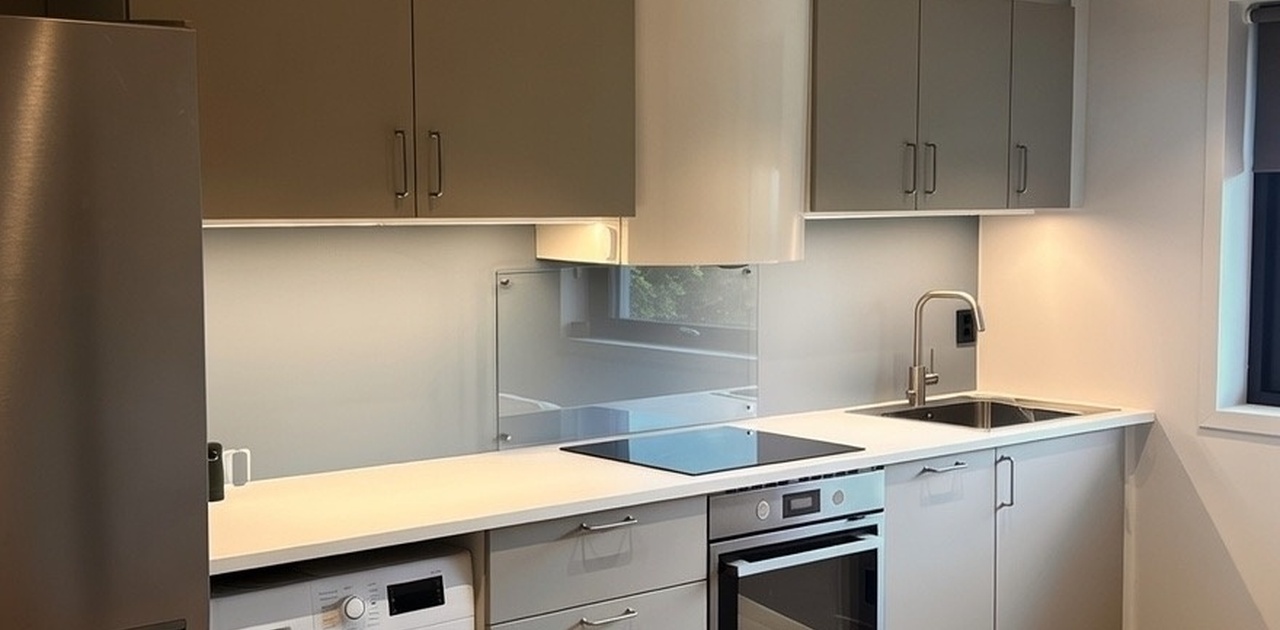 Kjøkken med kombinert vaskemaskin og tørketrommel