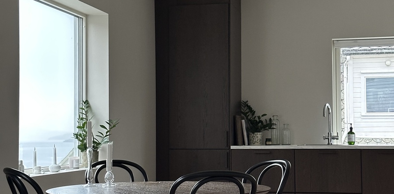 Hyggelig spisested, her kan du sitte å se ut over Damsgård og Byfjorden.