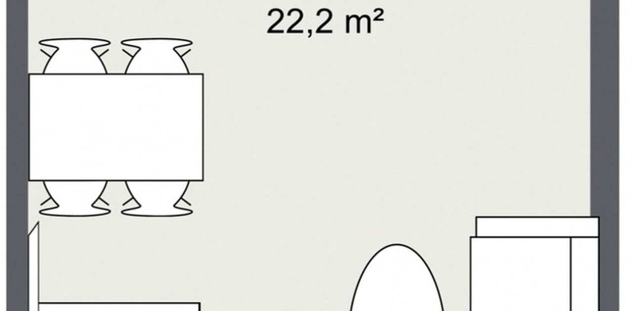 Planløsning med møbleringsforslag