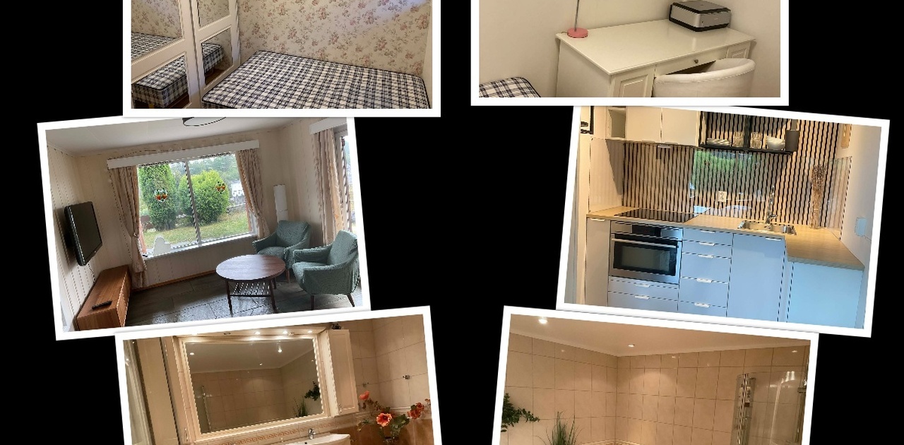 De to øverste bildene viser rommet som er ledig. Resten er fellesareal.