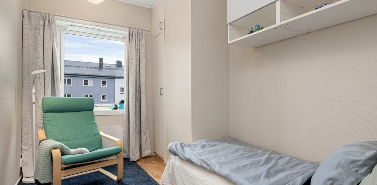 Soverommet som leies ut. Innredningen ser noe annerledes ut enn på bildet.