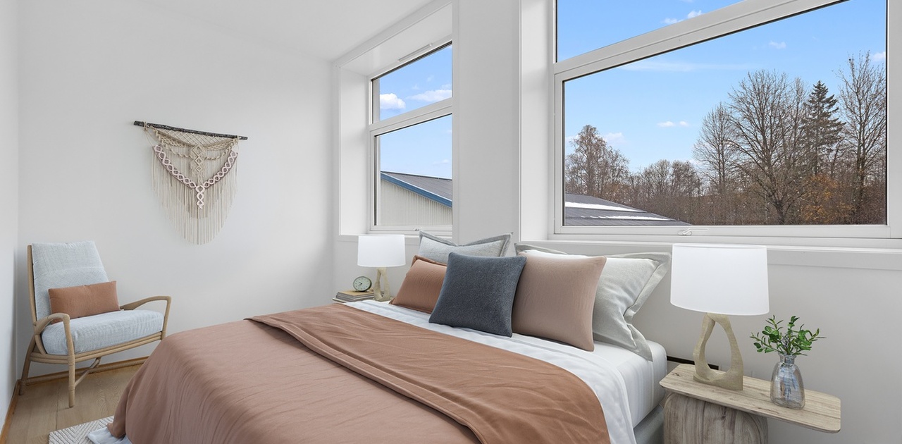 Soverom. Digitalt møblert