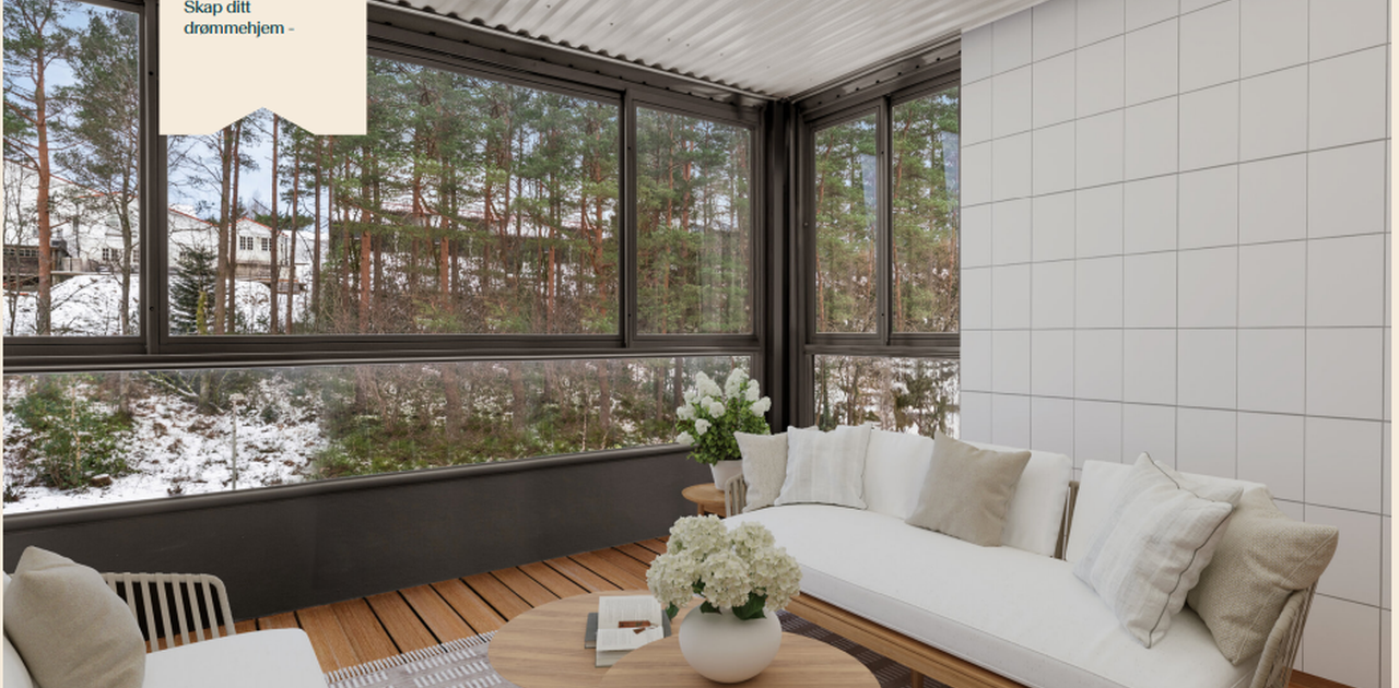 fra innglasset balkong - møbler på bildet er illustrasjone