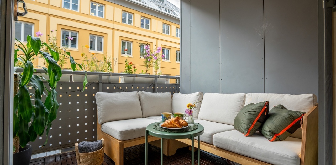 Sørvest-vendt balkong på ca. 5kvm.