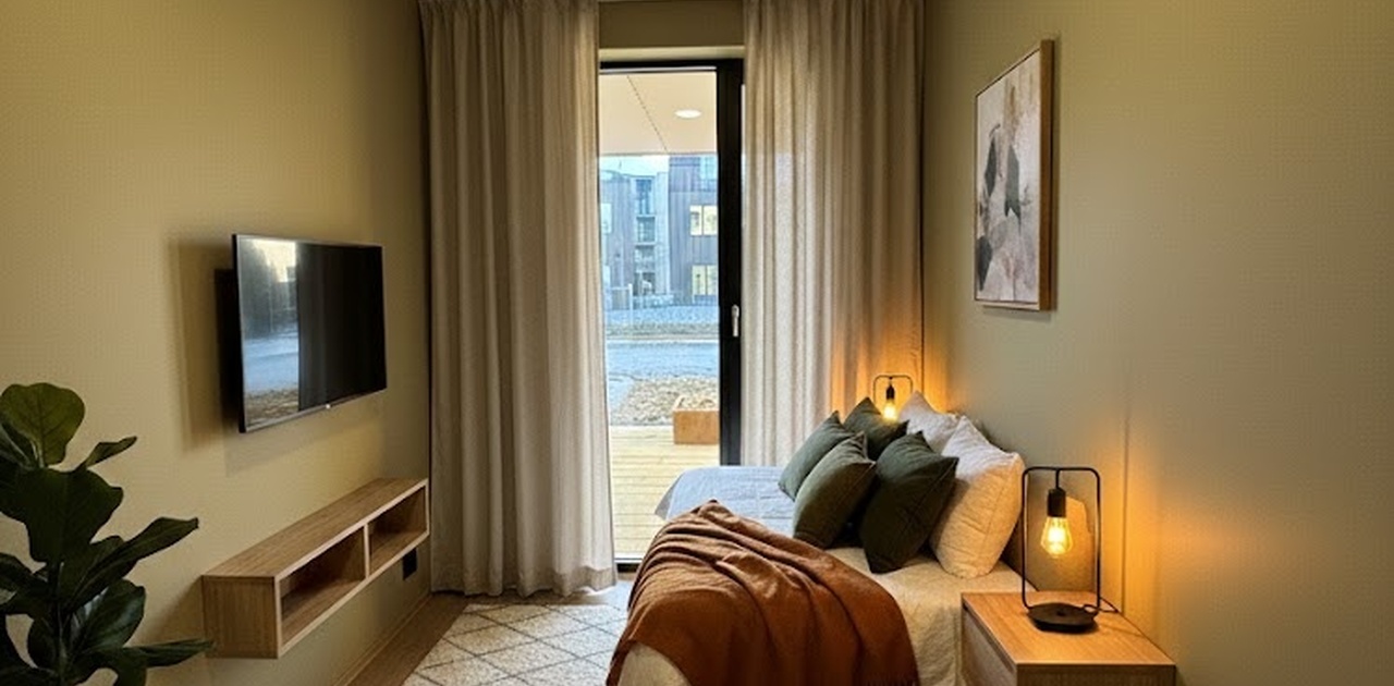 Soverom. Soverommet er møblert med hjelp av AI