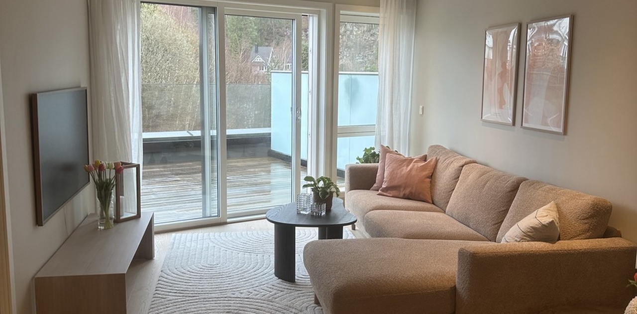 Stue med utgang til veranda