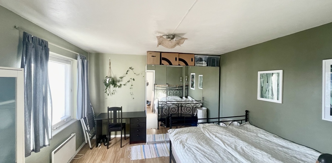 Arbeidsplass og godt med skapplass på soverommet