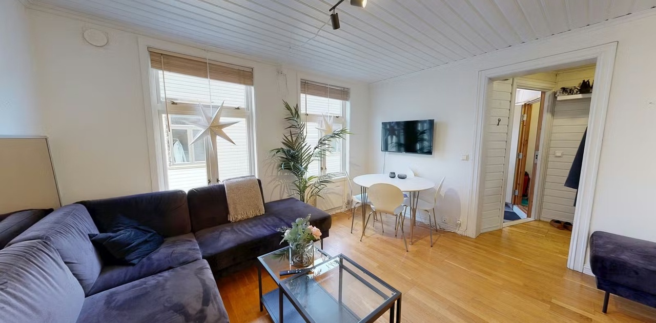 Stue med god plass til spisebord