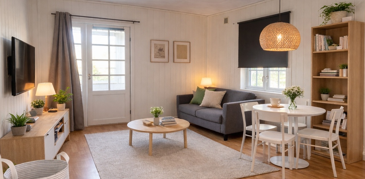 AI-generert bilde, men slik kan stuen se ut per 01.08