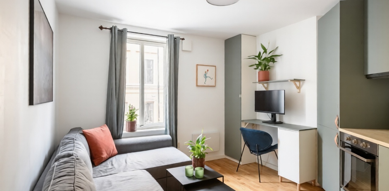 Kjøkken/stue. Umøblert.