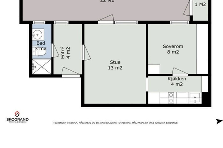 Leilighet, 2 roms