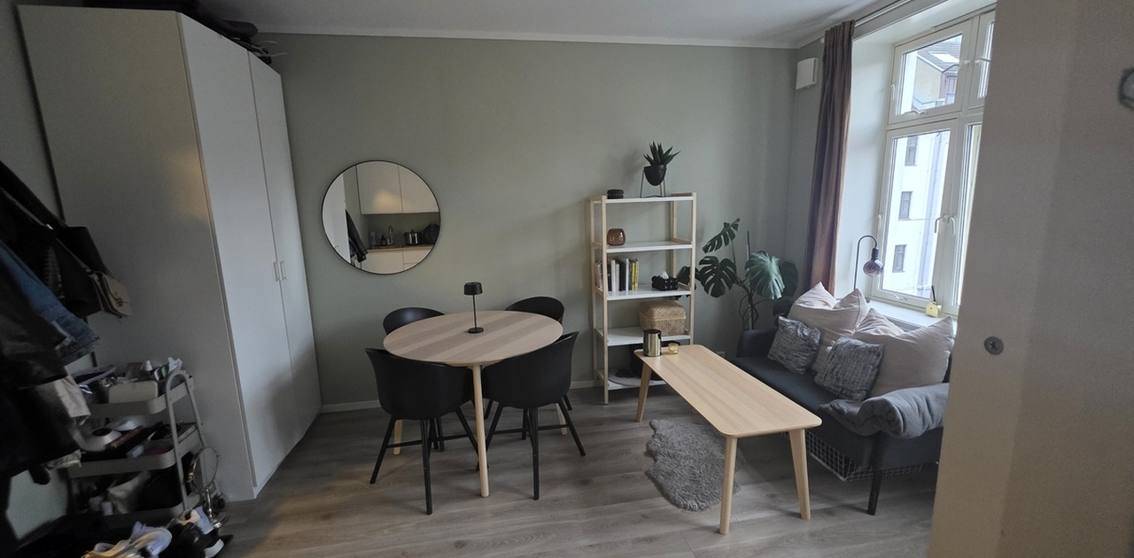 Hylle og sofa på bildet kan følge med mot ekstra kostnad