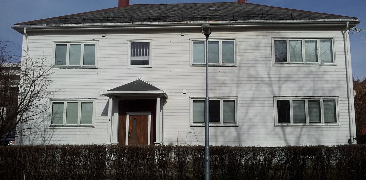 Utesiden av byggningen