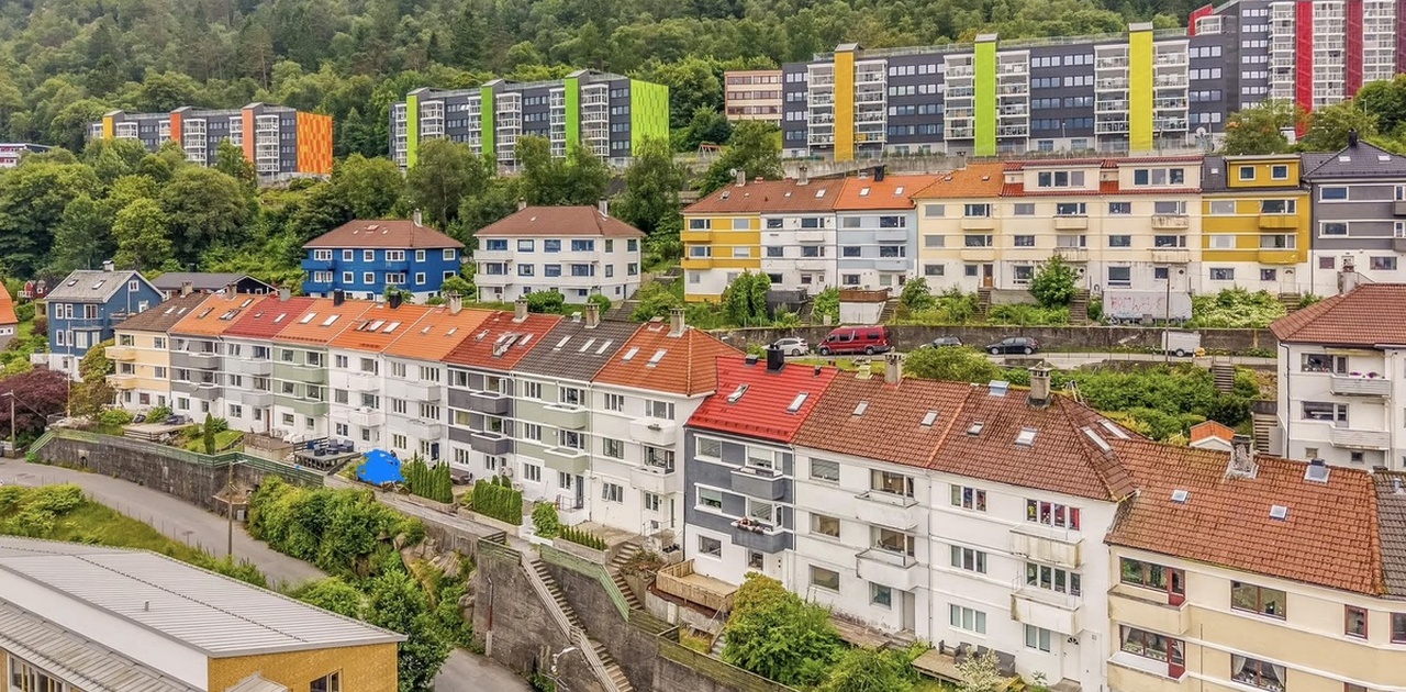 Nordre Skogveien, studioleilighet merket med blått
