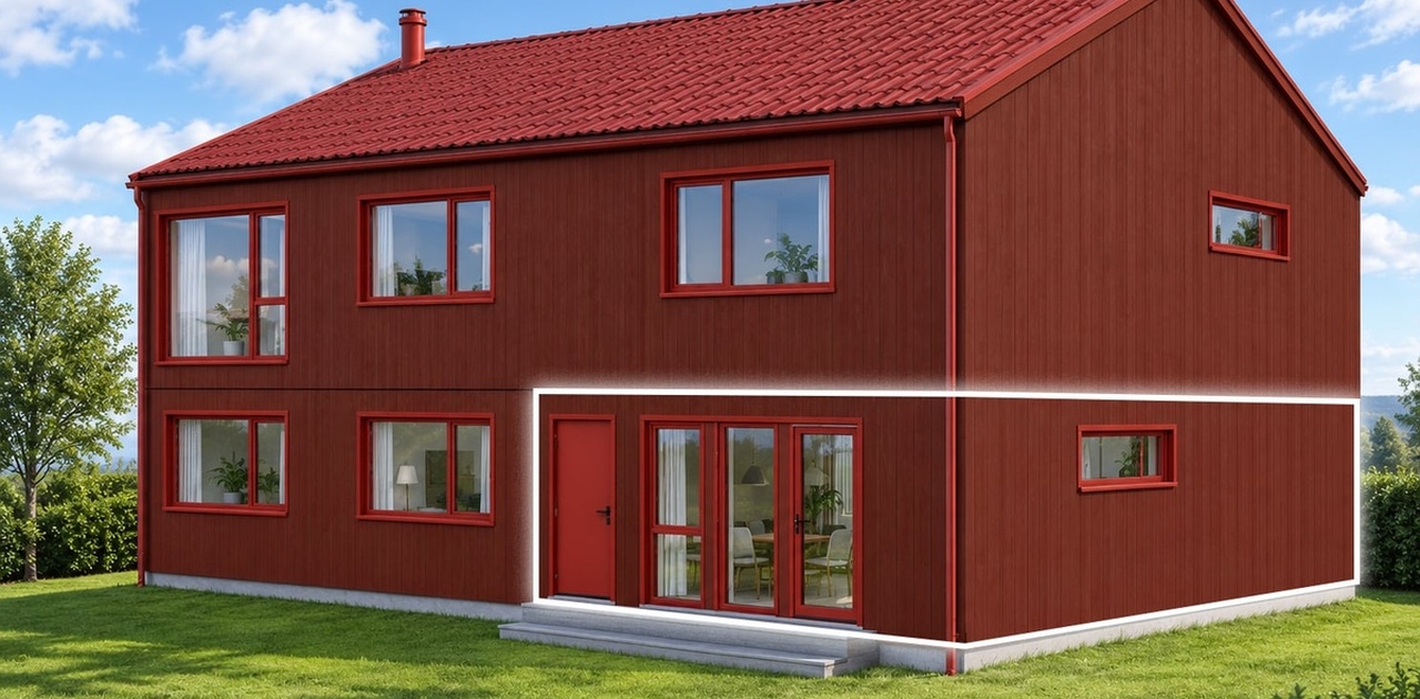3D-tegning med markering av leiligheten
