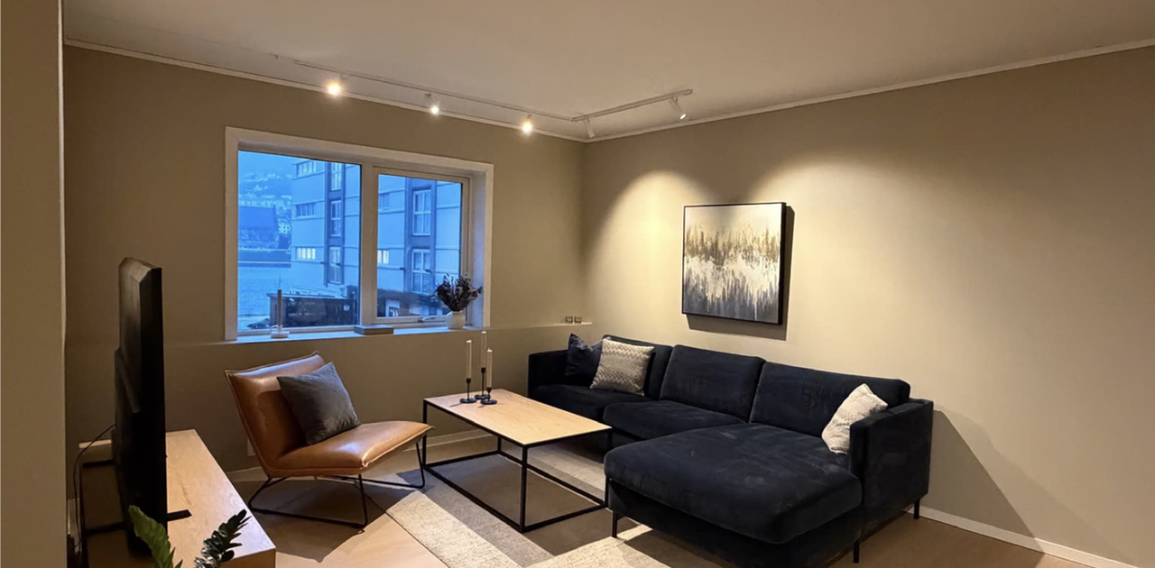 Stor og romslig stue