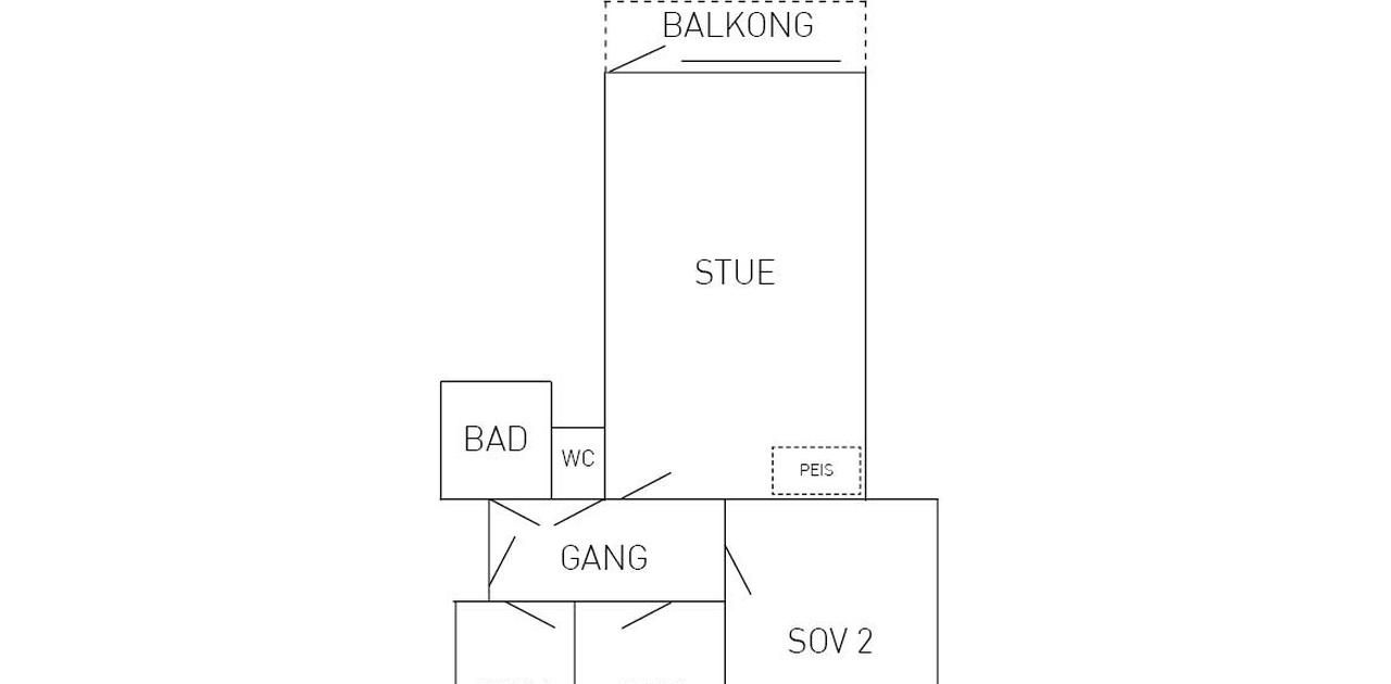 Plantegning av leilighet 106 (tilsvarer 103 i gamle Kirkeveien 108)